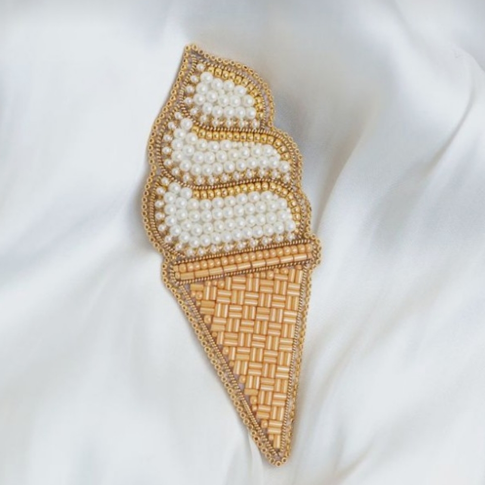 Flat beaded ice cream cone